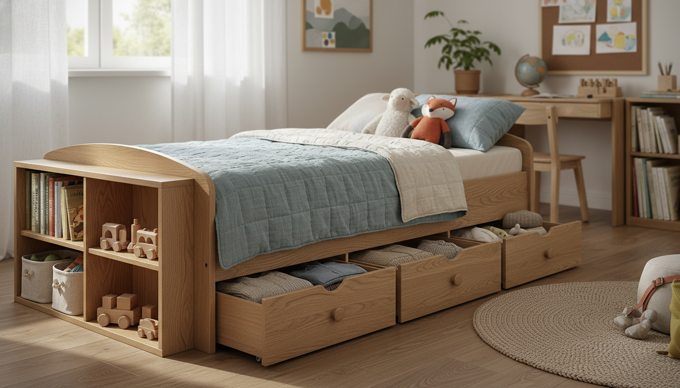 découvrez comment optimiser l'espace de la chambre avec un lit enfant 90×190 équipé de rangement intégré, alliant praticité et gain de place pour un intérieur organisé.